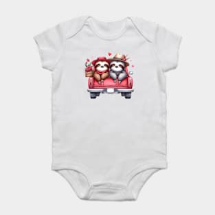 Valentine Sloth Couple Sitting On Truck Baby Bodysuit